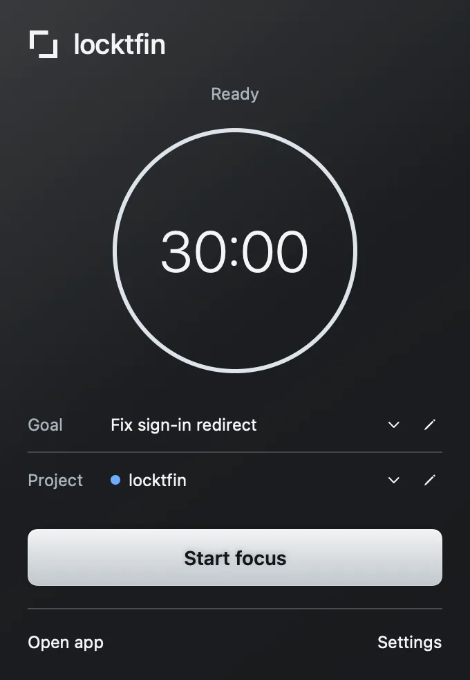 Native locktfin timer with an example coding goal, Fix sign-in redirect.